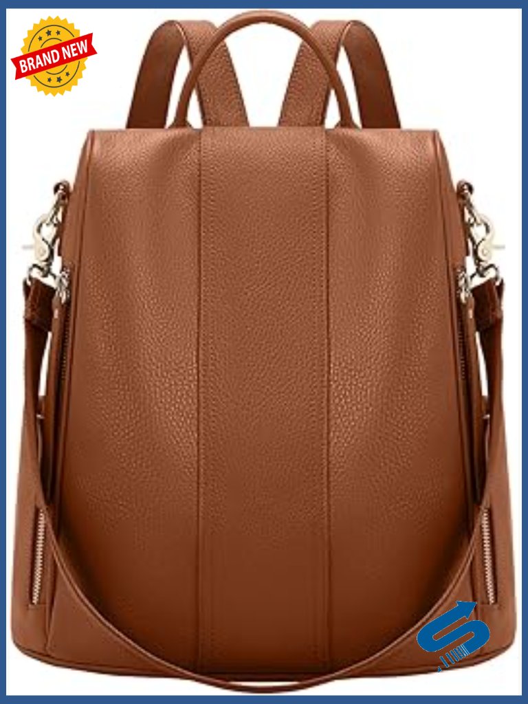 Genuine Leather Backpack Purse Large Capacity Anti-Theft Convertible Shoulder